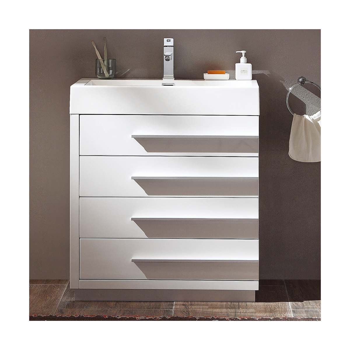 Livello 24" Free Standing Single Basin Vanity Set with Cabinet and Acrylic Vanity Top