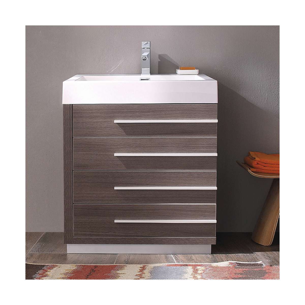 Livello 30" Free Standing Single Basin Vanity Set with Cabinet and Acrylic Vanity Top