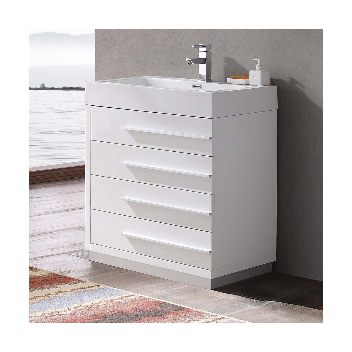 Livello 30" Free Standing Single Basin Vanity Set with Cabinet and Acrylic Vanity Top