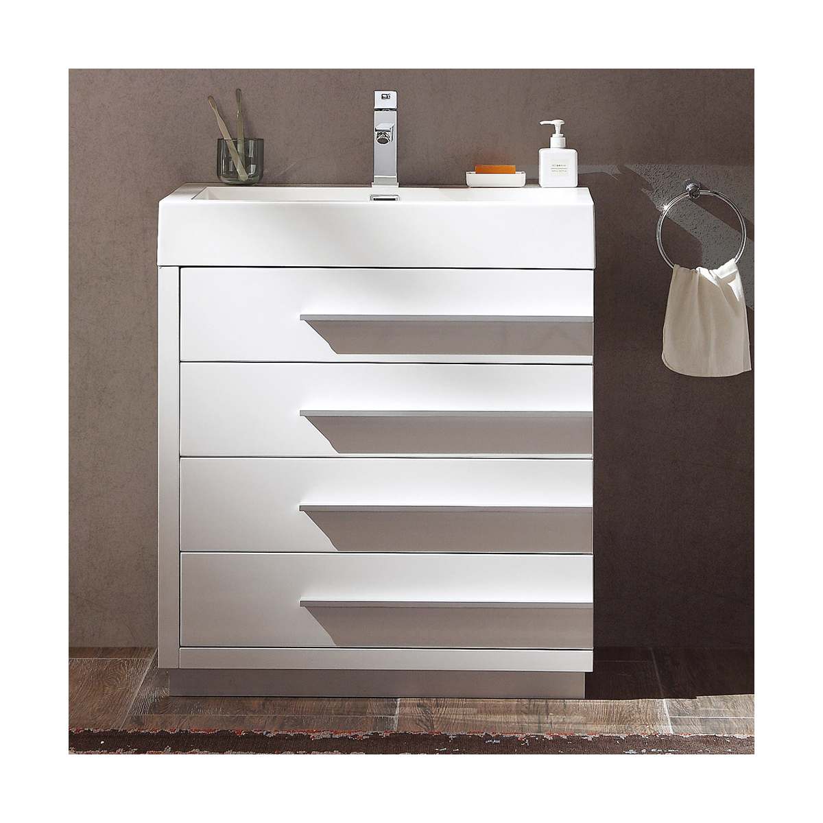 Livello 30" Free Standing Single Basin Vanity Set with Cabinet and Acrylic Vanity Top