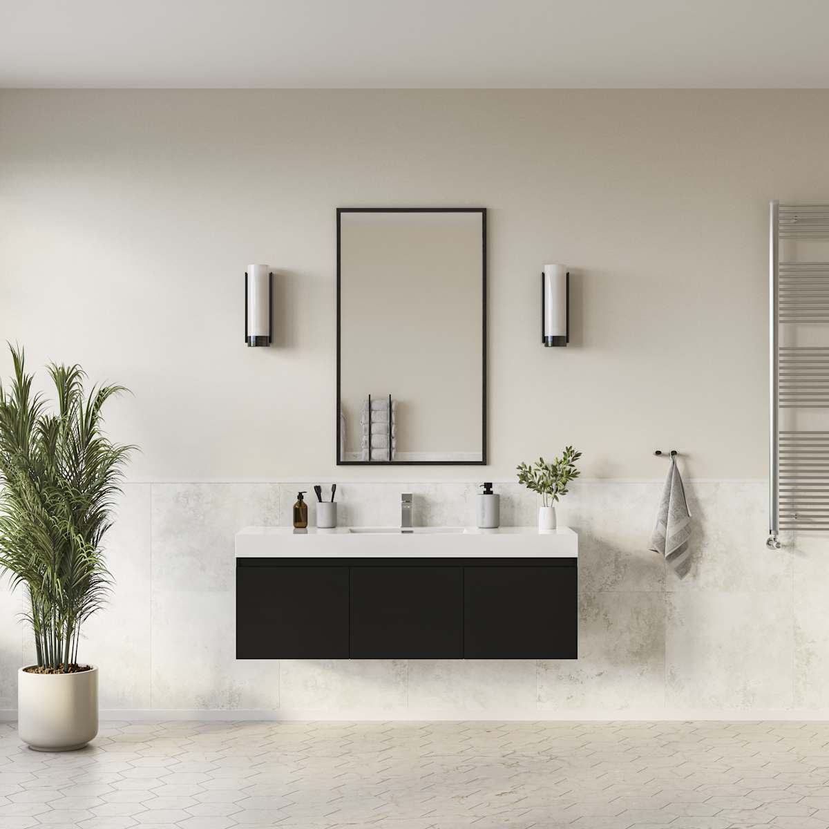 Mezzo 60" Double Wall Mounted Vanity Cabinet - Less Vanity Top