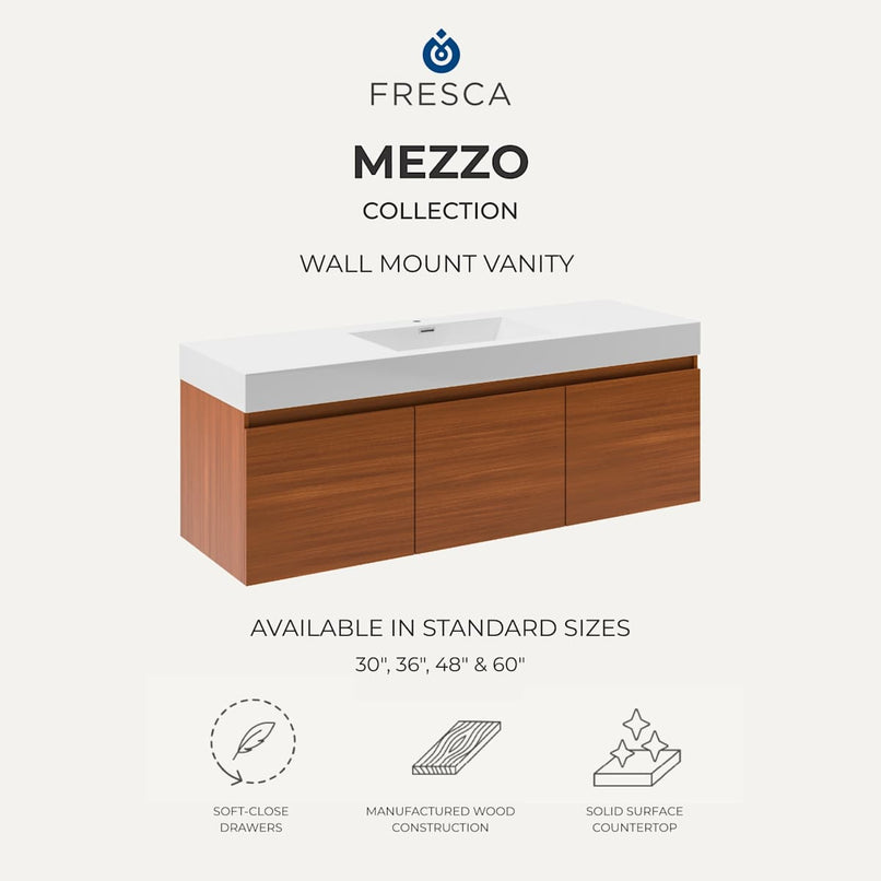 Mezzo 60" Wall Mounted Single Basin Vanity Set with Cabinet and Acrylic Vanity Top - image 6