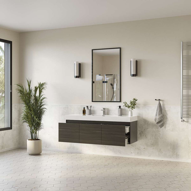 Mezzo 60" Wall Mounted Single Basin Vanity Set with Cabinet and Acrylic Vanity Top - image 13