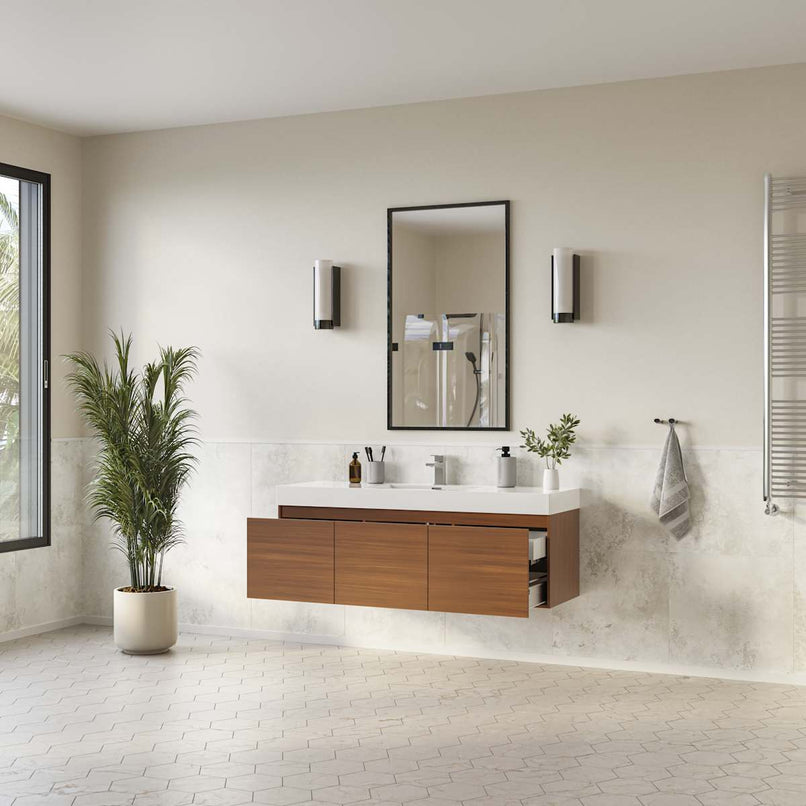 Mezzo 60" Wall Mounted Single Basin Vanity Set with Cabinet and Acrylic Vanity Top - image 17