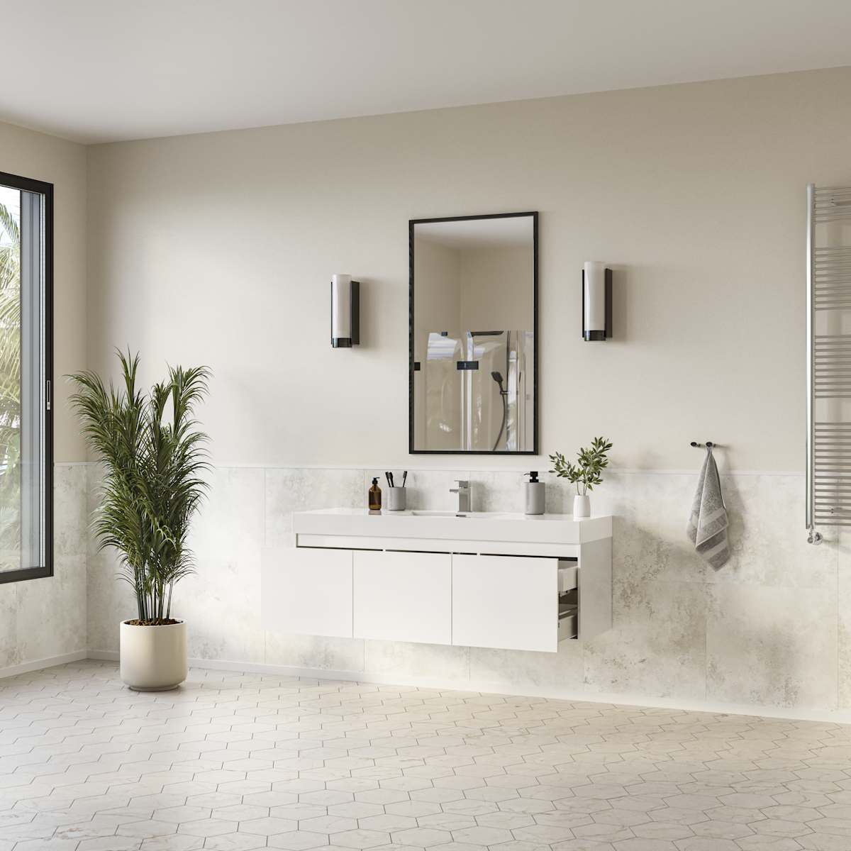 Mezzo 60" Wall Mounted Single Basin Vanity Set with Cabinet and Acrylic Vanity Top - image 21