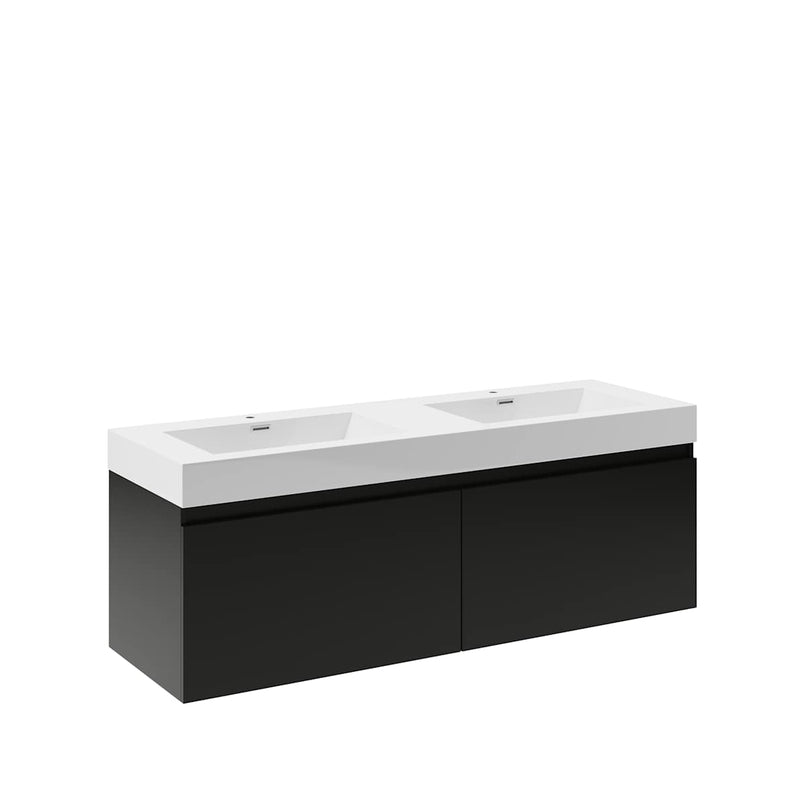 Mezzo 60" Wall Mounted Double Basin Vanity Set with Cabinet and Acrylic Vanity Top - image 2