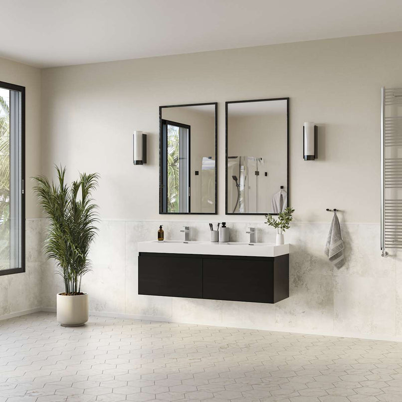 Mezzo 60" Wall Mounted Double Basin Vanity Set with Cabinet and Acrylic Vanity Top - image 5