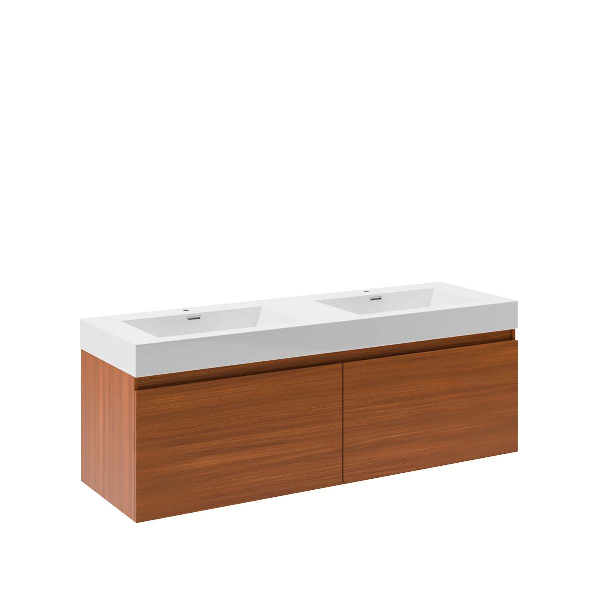 Mezzo 60" Wall Mounted Double Basin Vanity Set with Cabinet and Acrylic Vanity Top
