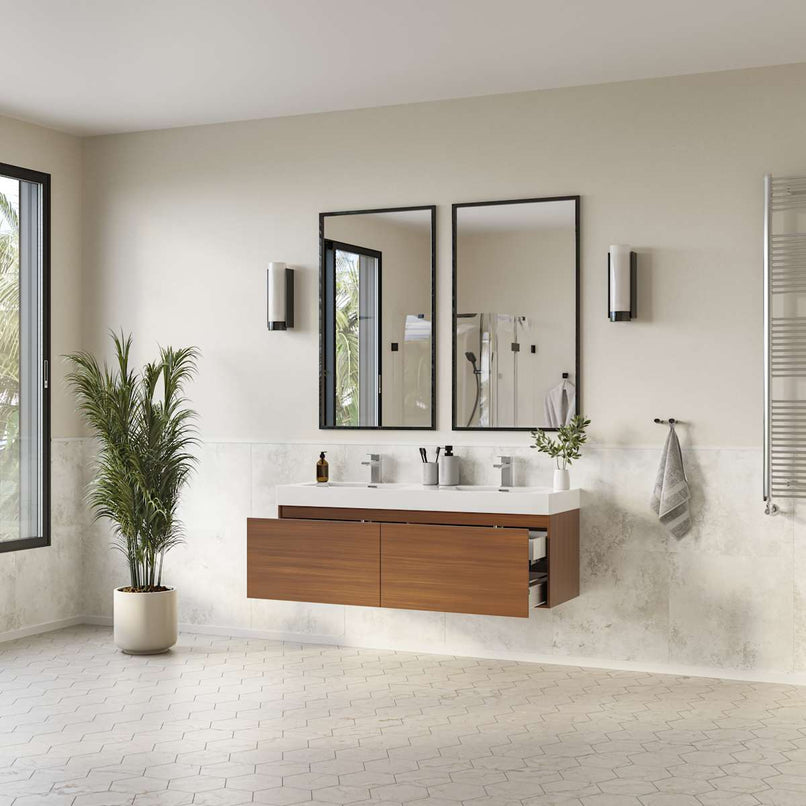 Mezzo 60" Wall Mounted Double Basin Vanity Set with Cabinet and Acrylic Vanity Top - image 13