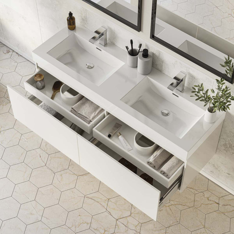 Mezzo 60" Wall Mounted Double Basin Vanity Set with Cabinet and Acrylic Vanity Top - image 15