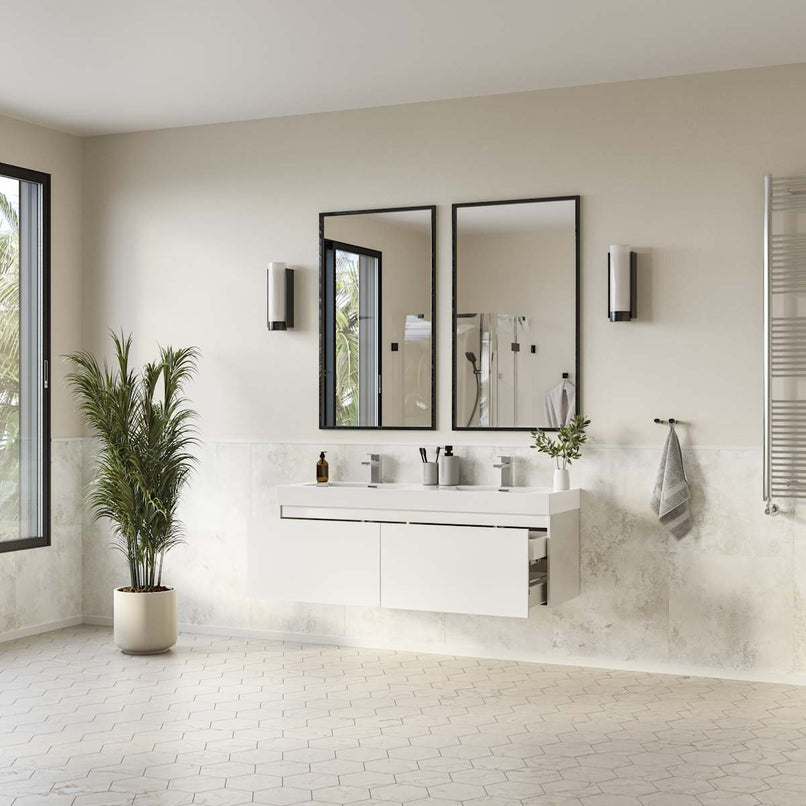 Mezzo 60" Wall Mounted Double Basin Vanity Set with Cabinet and Acrylic Vanity Top - image 16