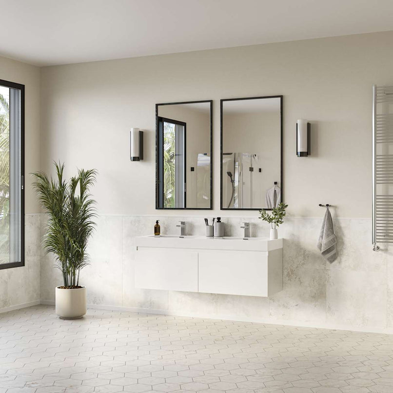 Mezzo 60" Wall Mounted Double Basin Vanity Set with Cabinet and Acrylic Vanity Top - image 17