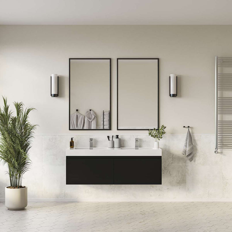 Mezzo 60" Wall Mounted Double Basin Vanity Set with Cabinet and Acrylic Vanity Top - image 1