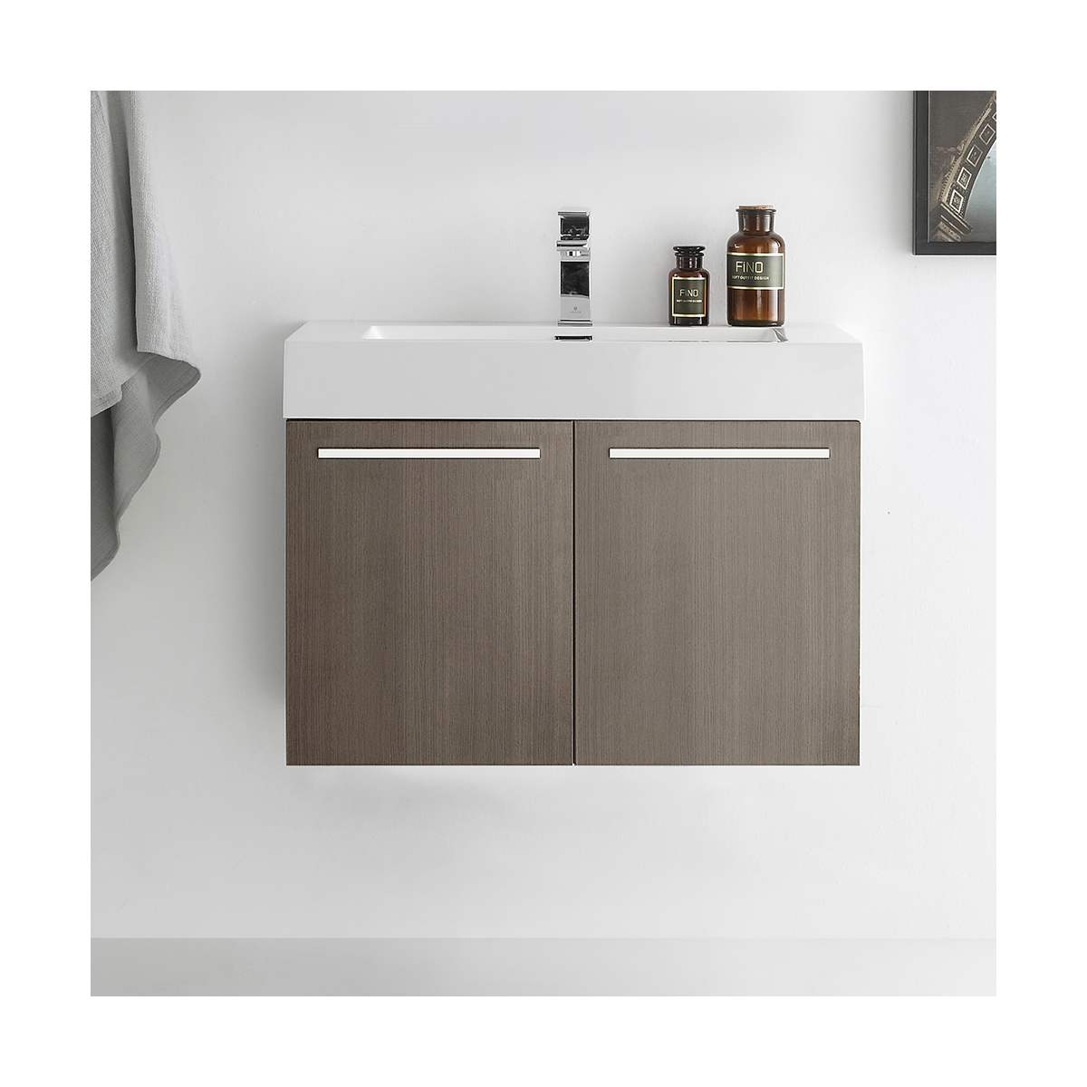 Vista 29" Wall Mounted Single Basin Vanity Set with Cabinet and Stone Vanity Top