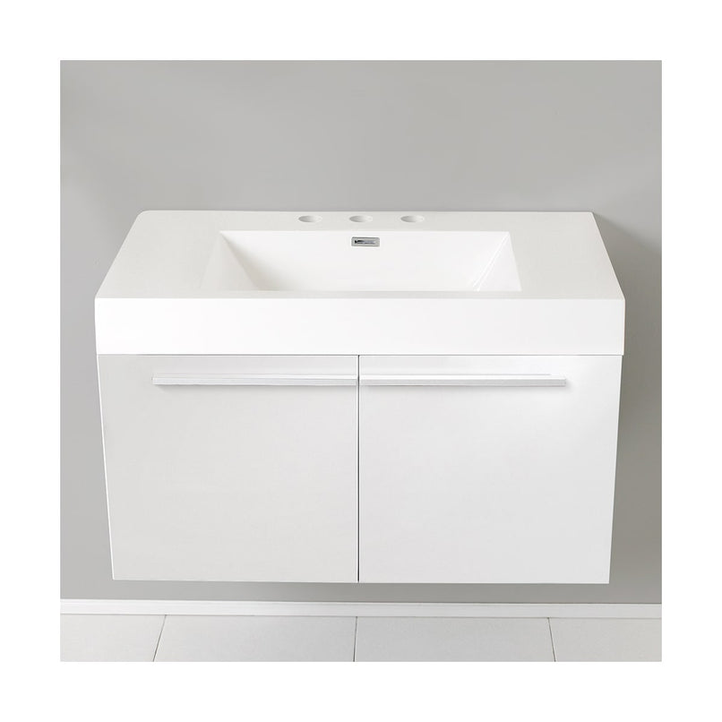 Vista 36" Wall Mounted Single Basin Vanity Set with Cabinet and Acrylic Vanity Top - image 9