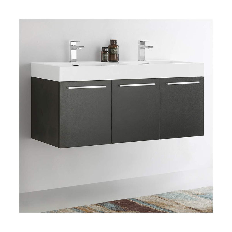 Vista 47" Wall Mounted Double Basin Vanity Set with Cabinet and Stone Vanity Top - image 2