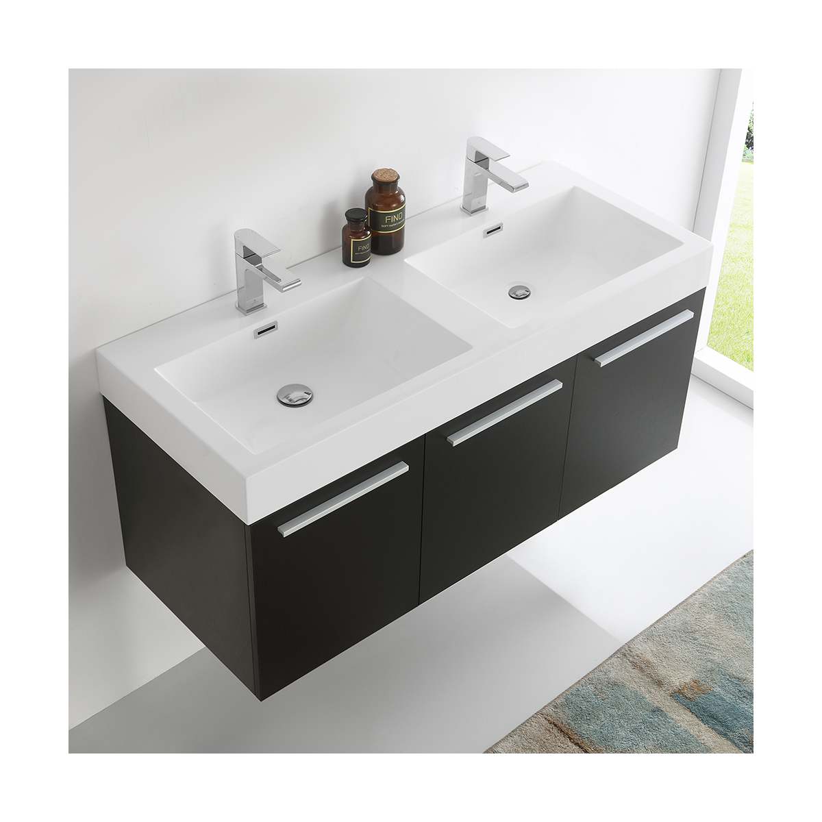 Vista 47" Wall Mounted Double Basin Vanity Set with Cabinet and Stone Vanity Top
