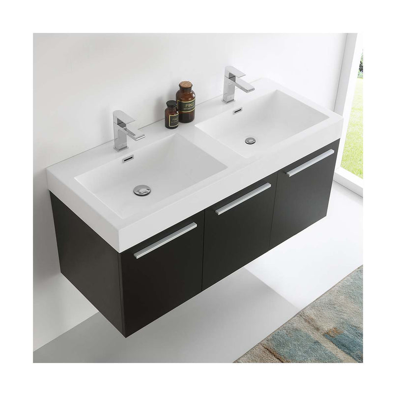 Vista 47" Wall Mounted Double Basin Vanity Set with Cabinet and Stone Vanity Top - image 5