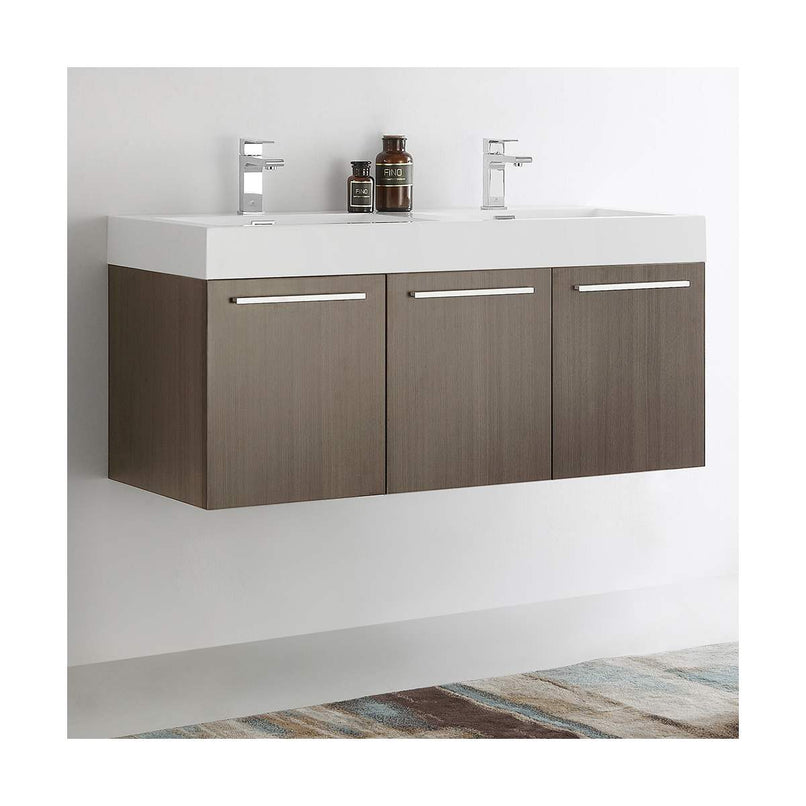 Vista 47" Wall Mounted Double Basin Vanity Set with Cabinet and Stone Vanity Top - image 6