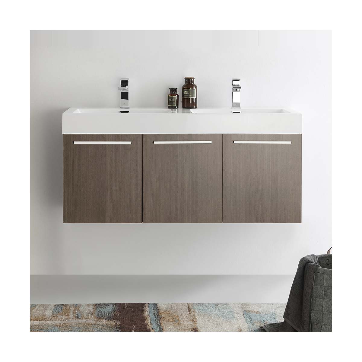 Vista 47" Wall Mounted Double Basin Vanity Set with Cabinet and Stone Vanity Top