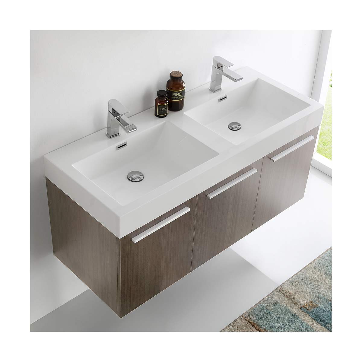 Vista 47" Wall Mounted Double Basin Vanity Set with Cabinet and Stone Vanity Top