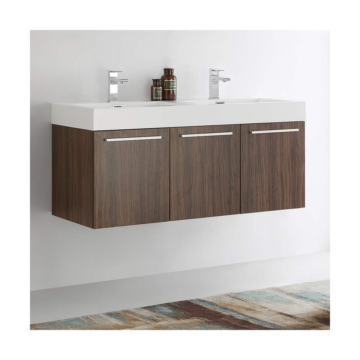 Vista 47" Wall Mounted Double Basin Vanity Set with Cabinet and Stone Vanity Top