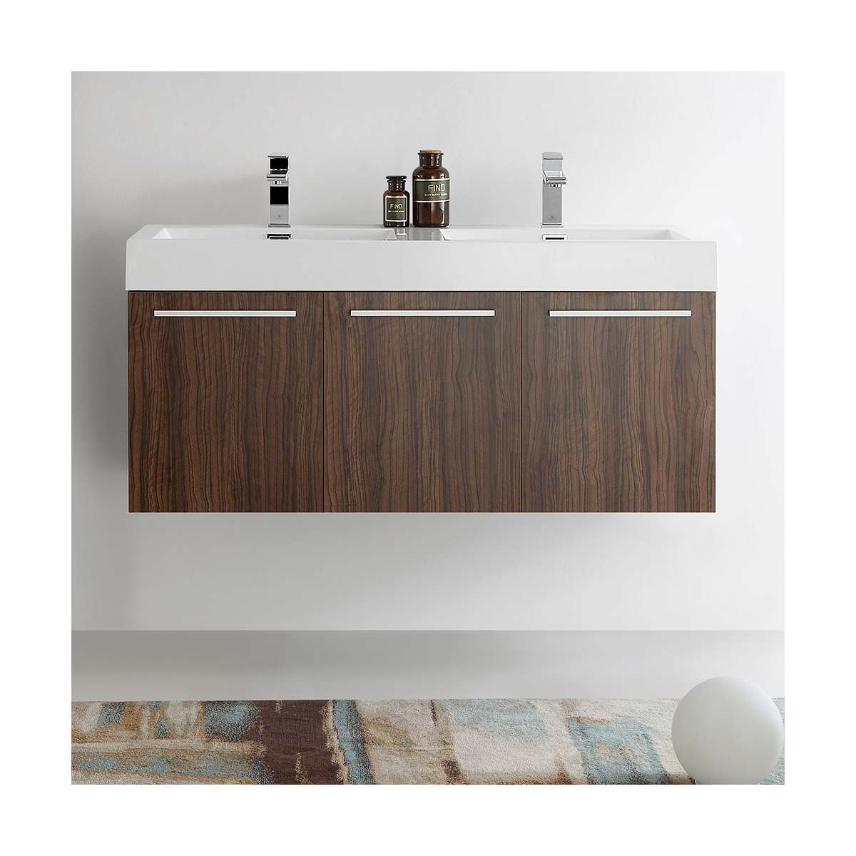 Vista 47" Wall Mounted Double Basin Vanity Set with Cabinet and Stone Vanity Top