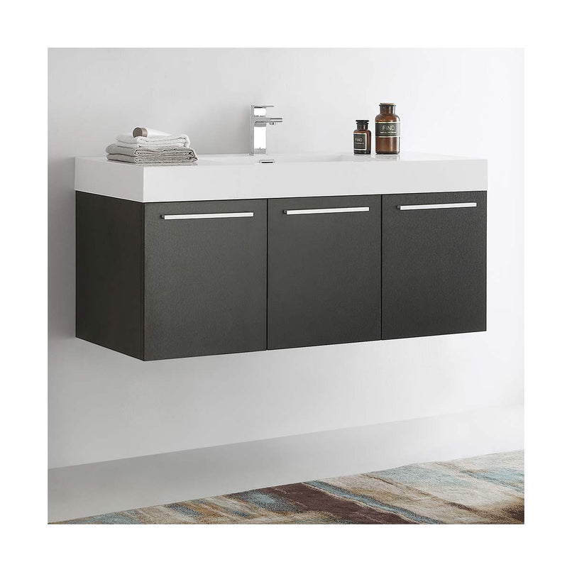 Vista 47" Wall Mounted Double Basin Vanity Set with Cabinet and Stone Vanity Top - image 2