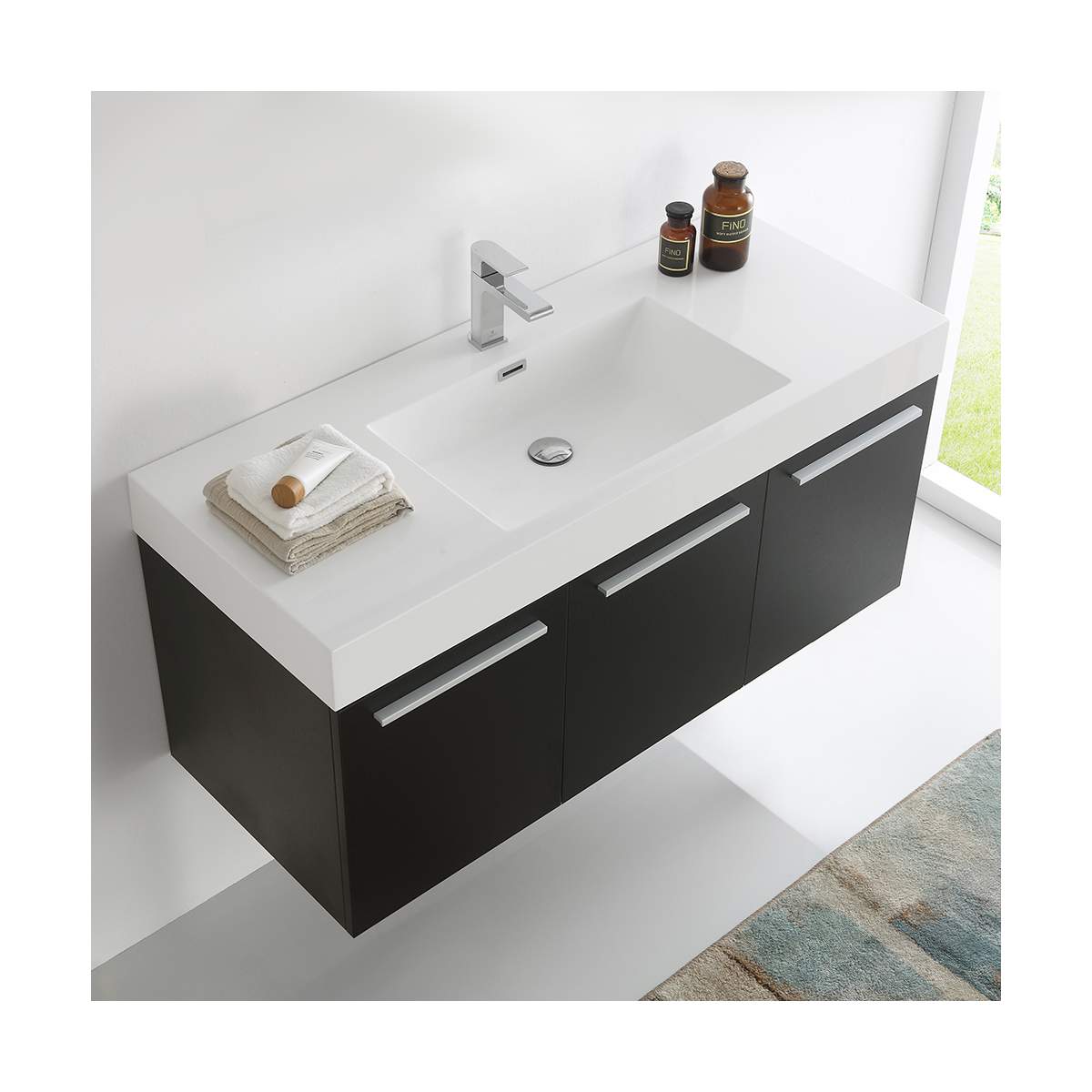 Vista 47" Wall Mounted Double Basin Vanity Set with Cabinet and Stone Vanity Top