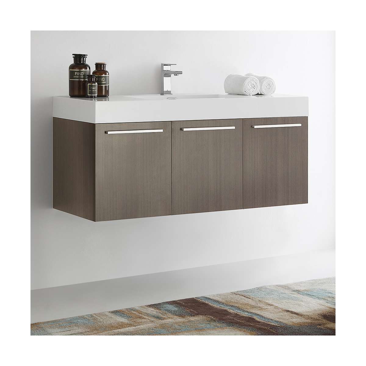 Vista 47" Wall Mounted Double Basin Vanity Set with Cabinet and Stone Vanity Top