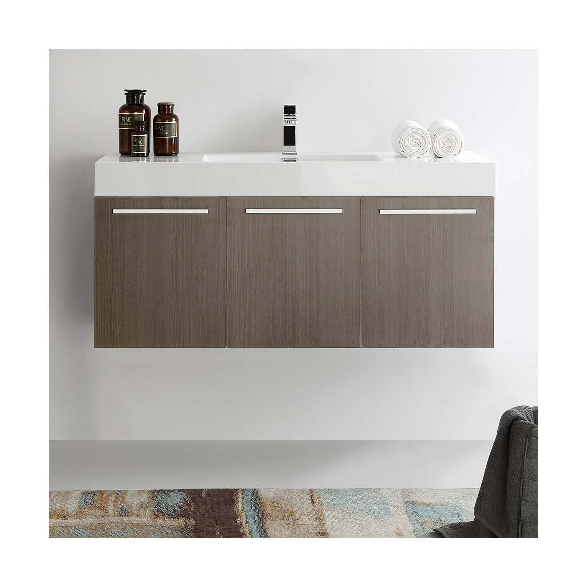 Vista 47" Wall Mounted Double Basin Vanity Set with Cabinet and Stone Vanity Top