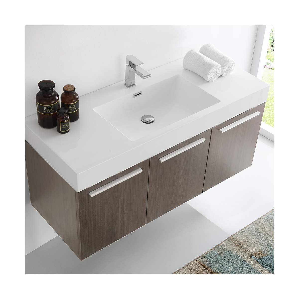Vista 47" Wall Mounted Double Basin Vanity Set with Cabinet and Stone Vanity Top