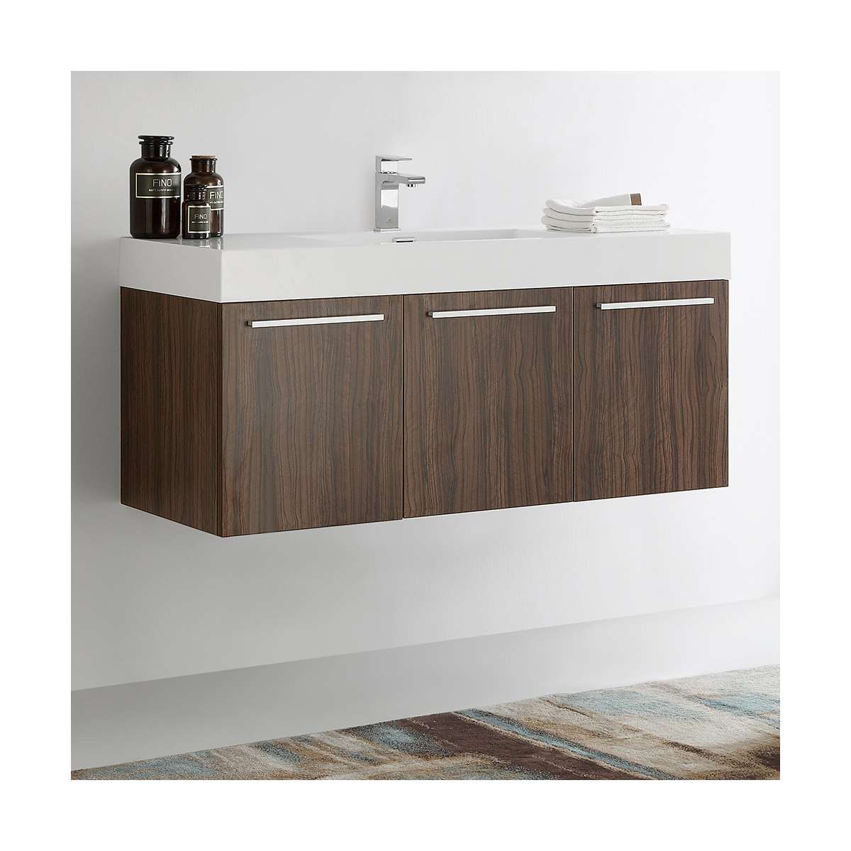 Vista 47" Wall Mounted Double Basin Vanity Set with Cabinet and Stone Vanity Top