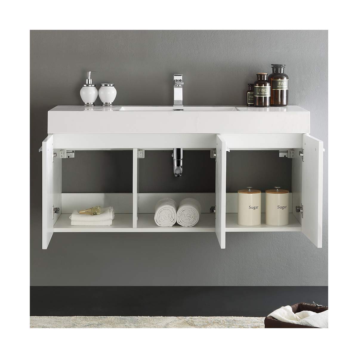 Vista 47" Wall Mounted Double Basin Vanity Set with Cabinet and Stone Vanity Top - image 20