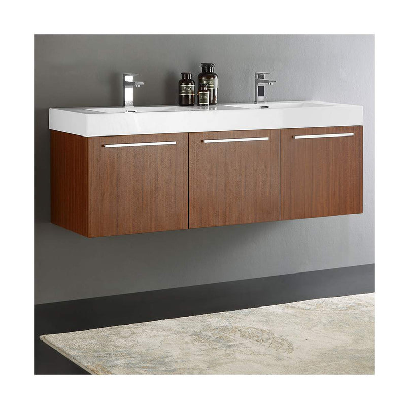 Vista 59" Wall Mounted Double Basin Vanity Set with Cabinet and Stone Vanity Top - image 14