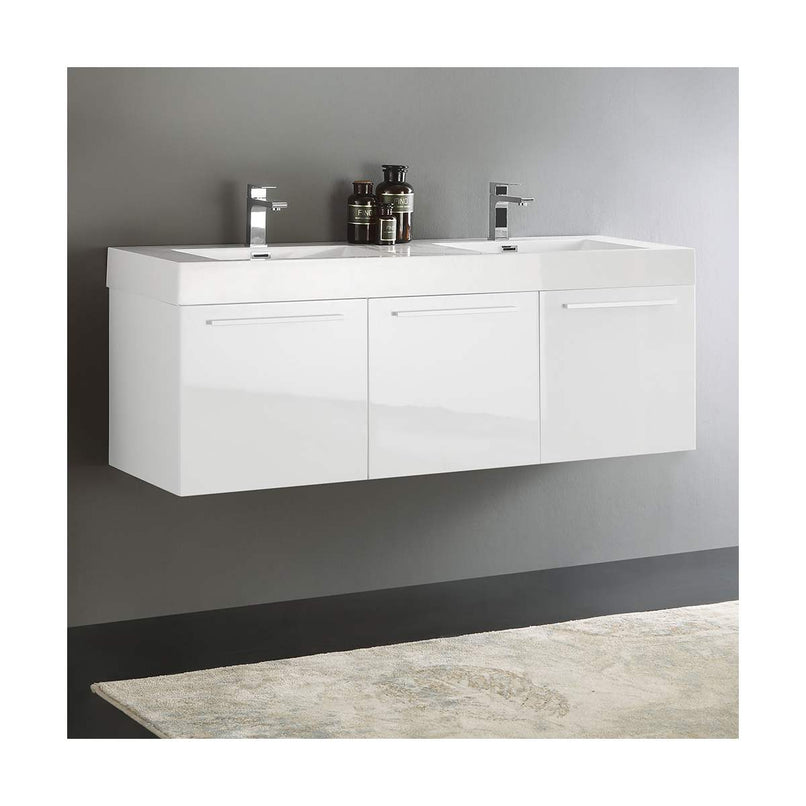 Vista 59" Wall Mounted Double Basin Vanity Set with Cabinet and Stone Vanity Top - image 18