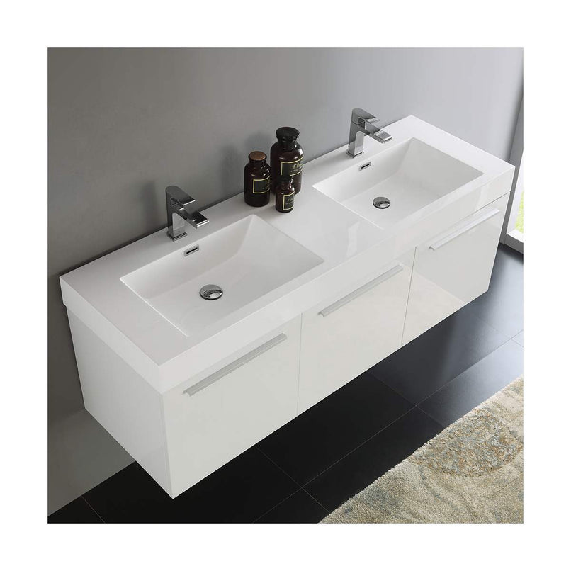 Vista 59" Wall Mounted Double Basin Vanity Set with Cabinet and Stone Vanity Top - image 20