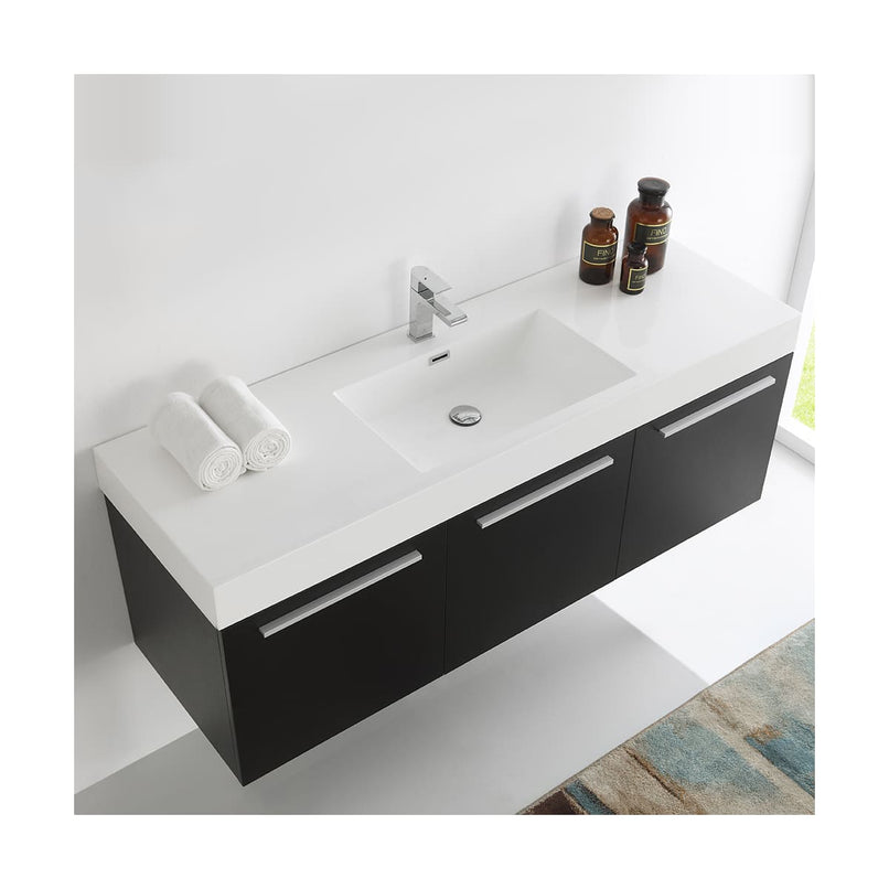 Vista 59" Wall Mounted Double Basin Vanity Set with Cabinet and Stone Vanity Top - image 5