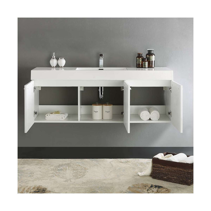 Vista 59" Wall Mounted Double Basin Vanity Set with Cabinet and Stone Vanity Top - image 20