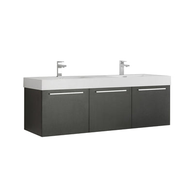 Vista 59" Wall Mounted Double Basin Vanity Set with Cabinet and Stone Vanity Top - image 1