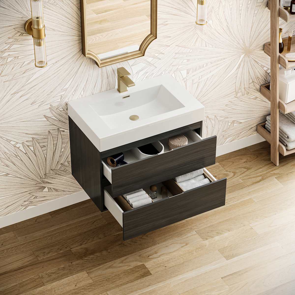 Valencia 30" Wall Mounted Single Basin Vanity Set with Cabinet and Acrylic Vanity Top