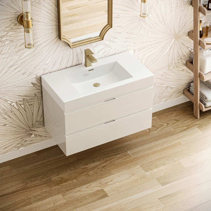 Valencia 36" Wall Mounted Single Basin Vanity Set with Cabinet and Acrylic Vanity Top - image 4