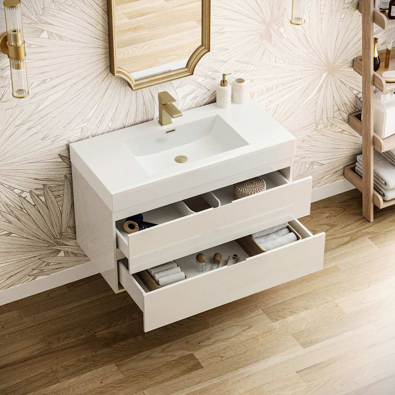 Valencia 40" Wall Mounted Single Basin Vanity Set with Cabinet and Acrylic Vanity Top - image 3