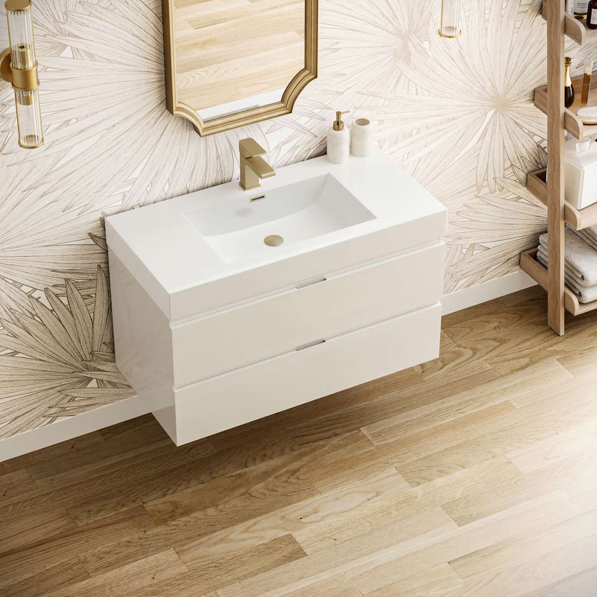 Valencia 40" Wall Mounted Single Basin Vanity Set with Cabinet and Acrylic Vanity Top