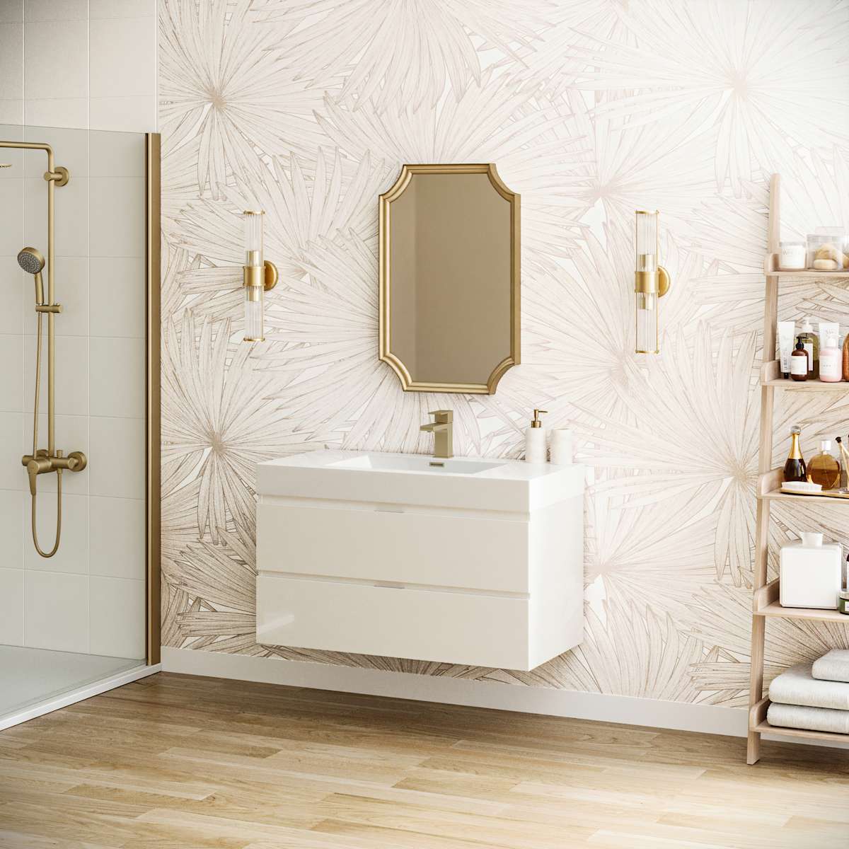 Valencia 40" Wall Mounted Single Basin Vanity Set with Cabinet and Acrylic Vanity Top