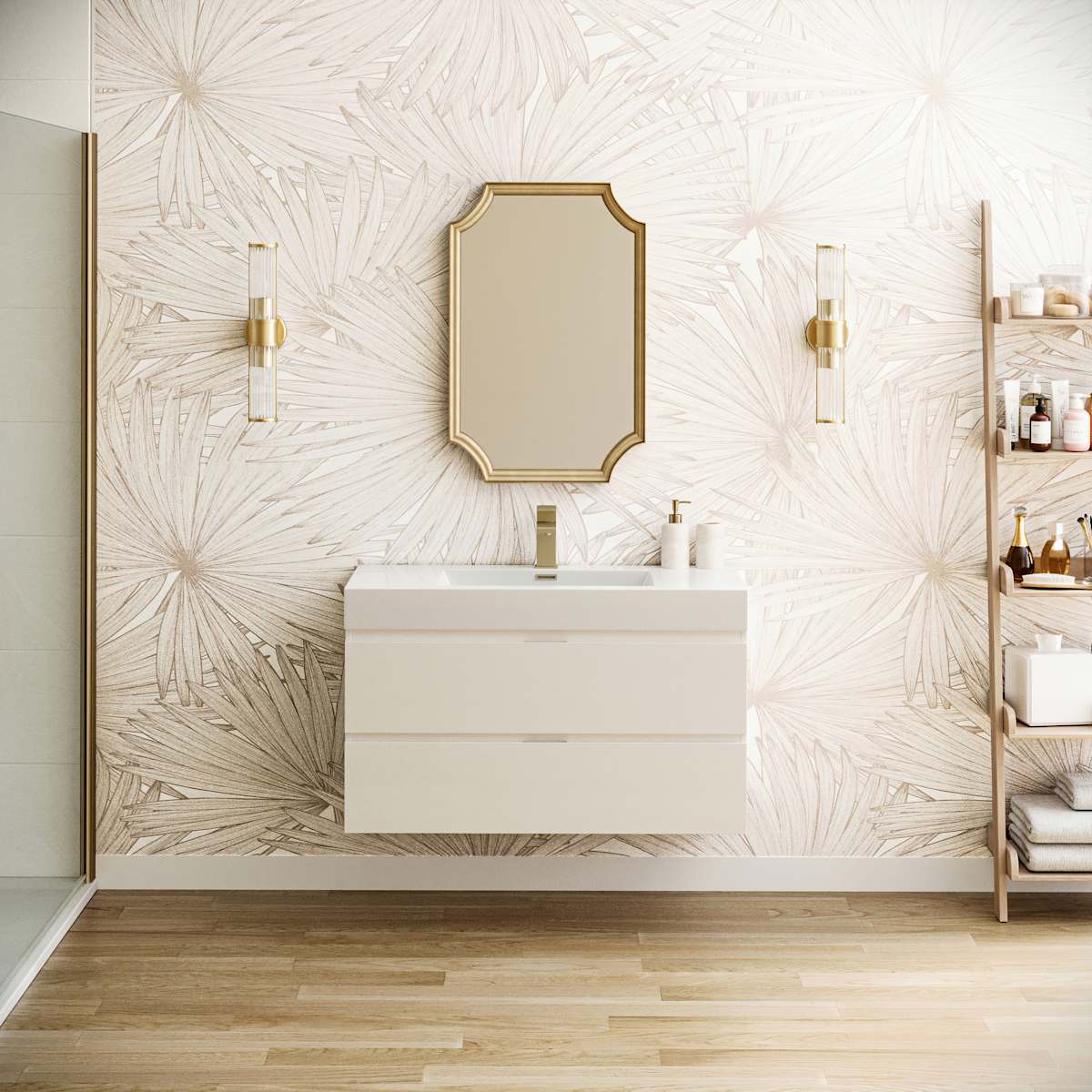Valencia 40" Wall Mounted Single Basin Vanity Set with Cabinet and Acrylic Vanity Top