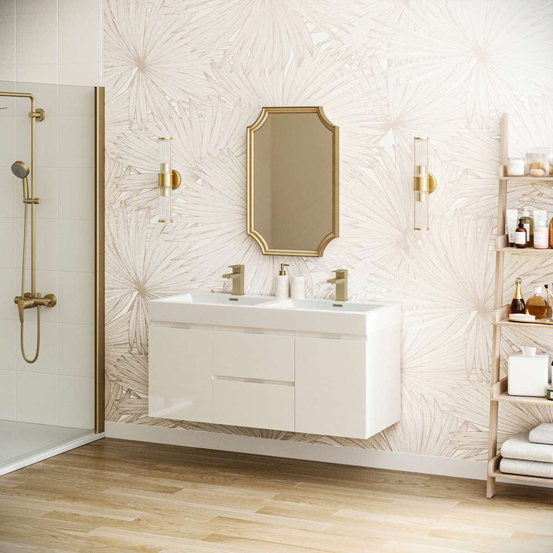 Valencia 48" Wall Mounted Double Basin Vanity Set with Cabinet and Acrylic Vanity Top - image 5