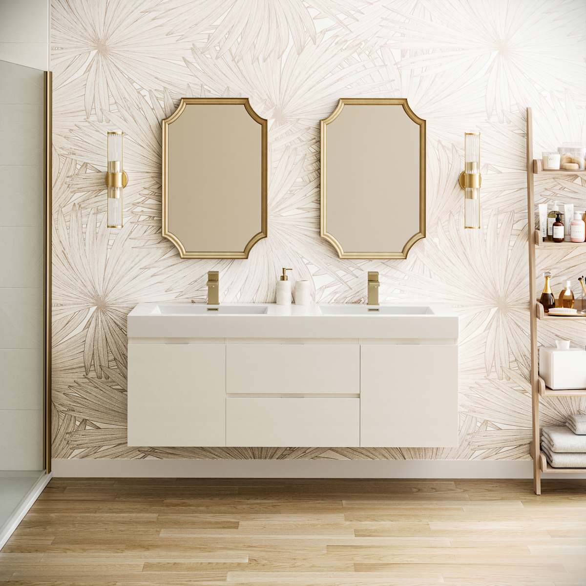 Valencia 60" Double Wall Mounted Vanity Cabinet - Less Vanity Top