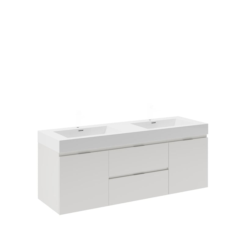 Valencia 60" Wall Mounted Double Basin Vanity Set with Cabinet and Acrylic Vanity Top - image 15