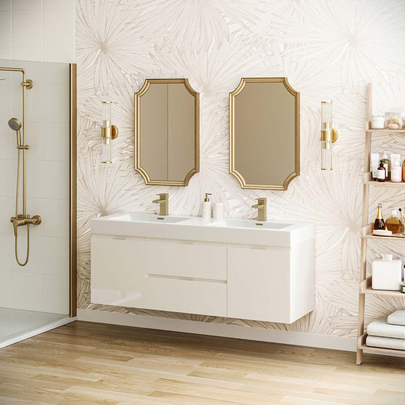 Valencia 60" Wall Mounted Double Basin Vanity Set with Cabinet and Acrylic Vanity Top - image 18